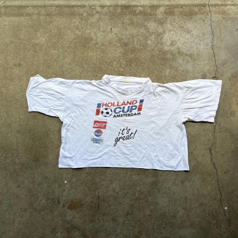 Vintage 90s Holland Cup Amsterdam white t-shirt  Size women's large but cropped